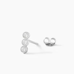 Boucles D'oreilles Puces Cyleneae Argent Blanc Oxyde De Zirconium
