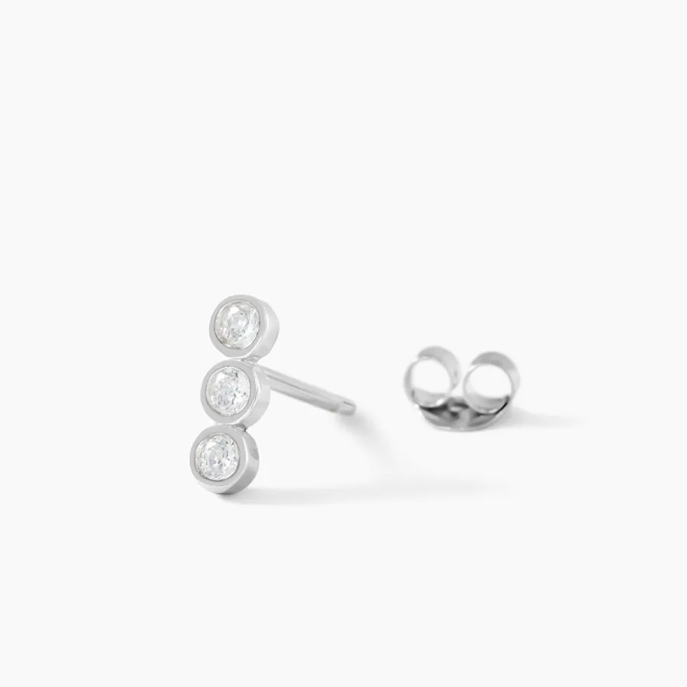 Boucles D'oreilles Puces Cyleneae Argent Blanc Oxyde De Zirconium