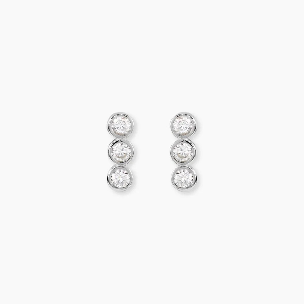Boucles D'oreilles Puces Cyleneae Argent Blanc Oxyde De Zirconium