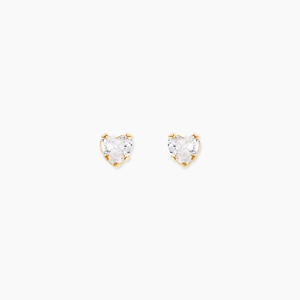 Boucles D'oreilles Puces Daria Coeur Or Jaune Oxyde