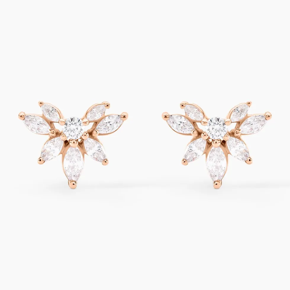 Boucles D'oreilles Puces Davena Argent Rose Oxyde De Zirconium