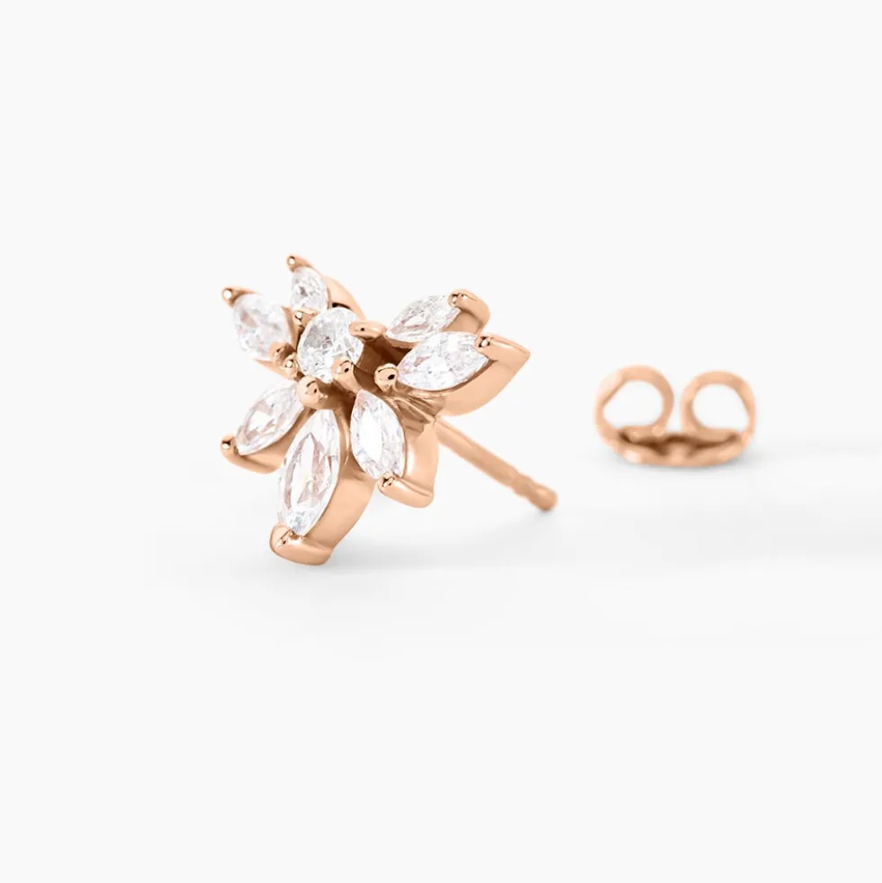 Boucles D'oreilles Puces Davena Argent Rose Oxyde De Zirconium