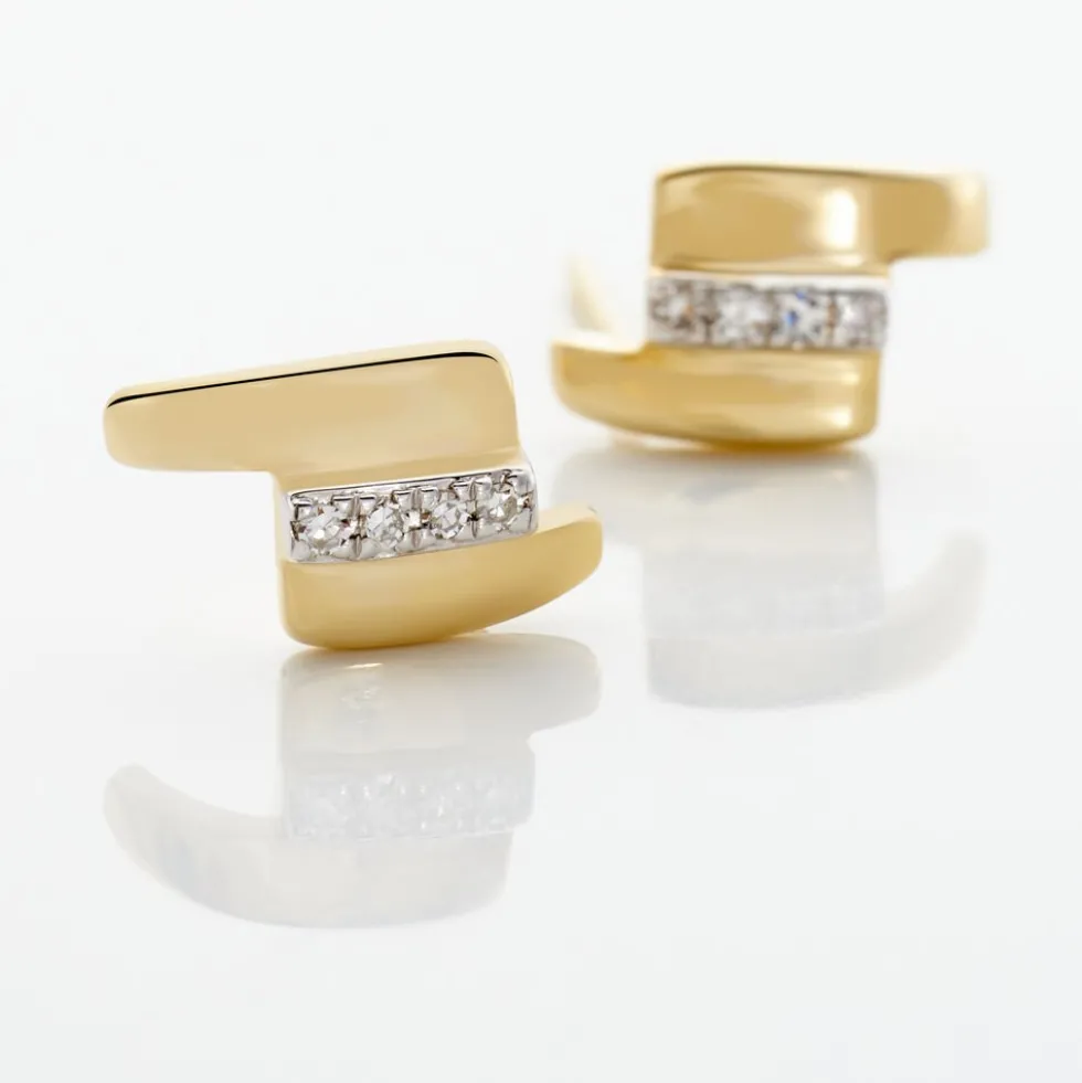 Boucles D'oreilles Puces Dolene Or Jaune Diamant
