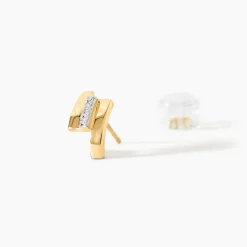 Boucles D'oreilles Puces Dolene Or Jaune Diamant