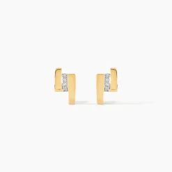 Boucles D'oreilles Puces Dolene Or Jaune Diamant