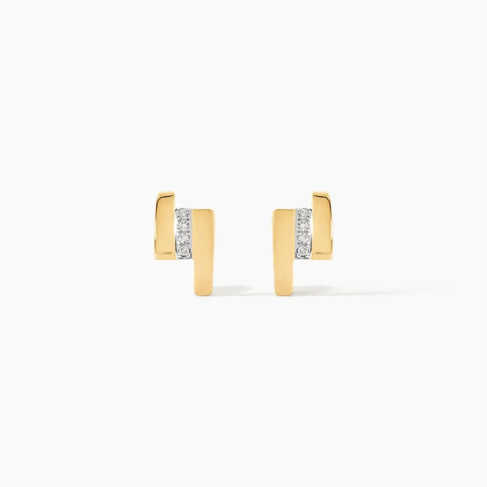 Boucles D'oreilles Puces Dolene Or Jaune Diamant