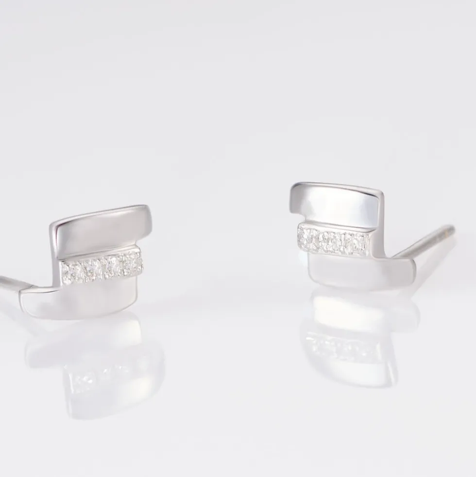 Boucles D'oreilles Puces Dolene Or Blanc Diamant