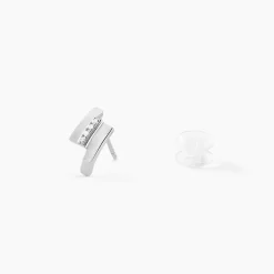 Boucles D'oreilles Puces Dolene Or Blanc Diamant