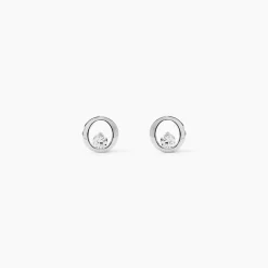 Boucles D'oreilles Puces Dolly Or Blanc Oxyde De Zirconium