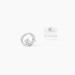 Boucles D'oreilles Puces Dolly Or Blanc Oxyde De Zirconium