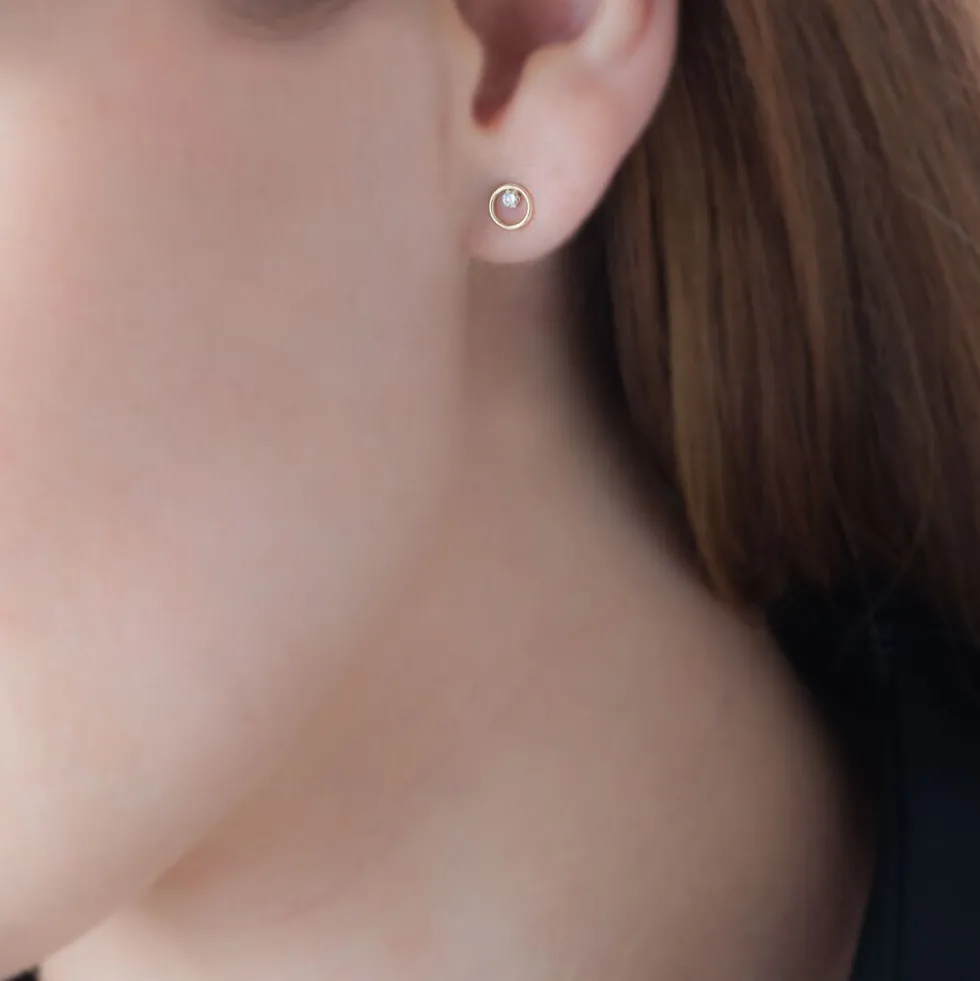 Boucles D'oreilles Puces Dolly Or Jaune Oxyde De Zirconium