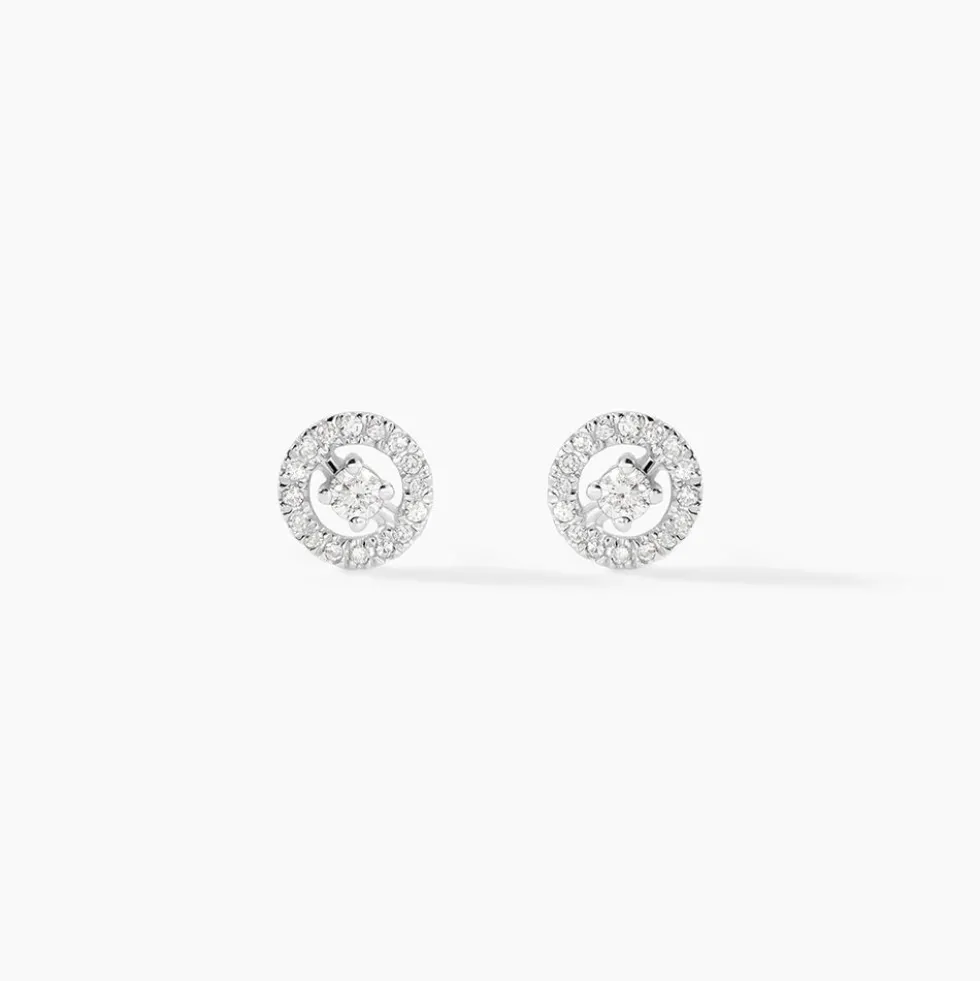 Boucles D'oreilles Puces Domitia Or Blanc Diamant