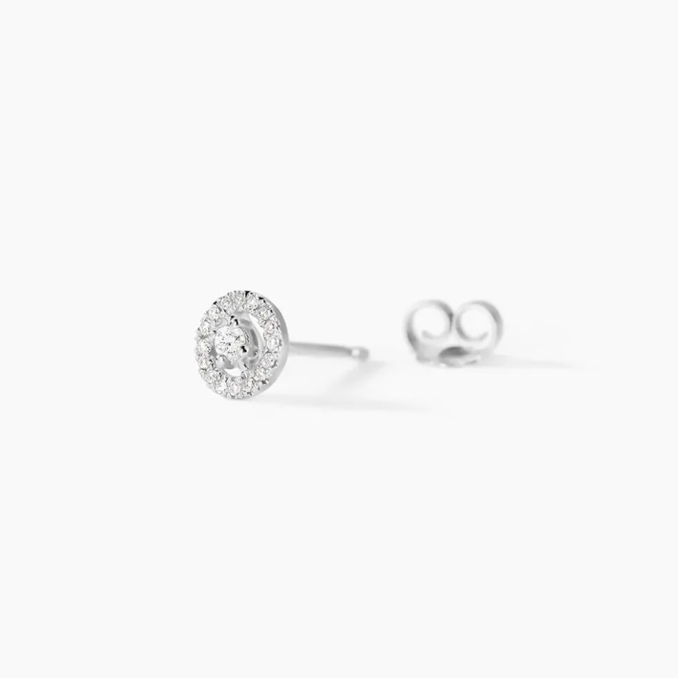 Boucles D'oreilles Puces Domitia Or Blanc Diamant