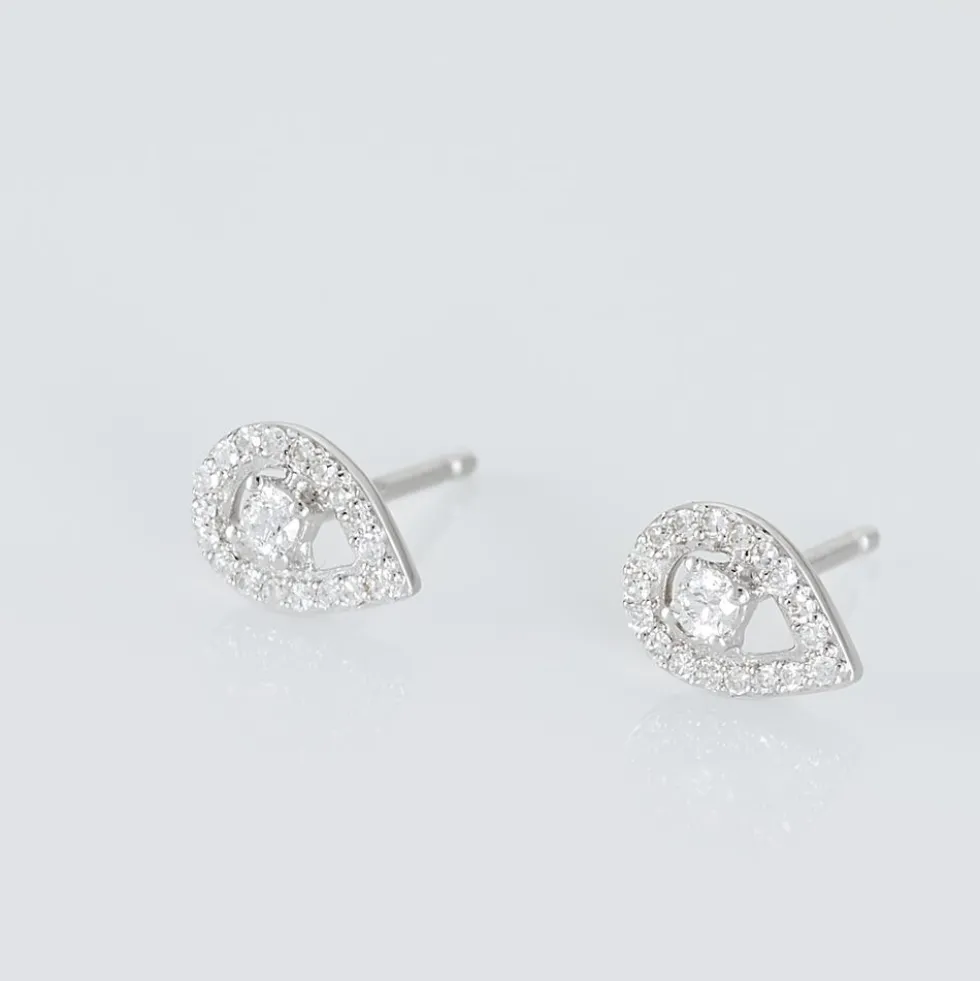 Boucles D'oreilles Puces Domitia Or Blanc Diamant