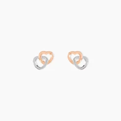 Boucles D'oreilles Puces Donna Coeurs Ajoures Or Rose