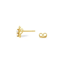 Boucles D'oreilles Puces Donte Papillon Or Jaune Oxyde De Zirconium