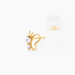 Boucles D'oreilles Puces Donte Papillon Or Jaune Oxyde De Zirconium