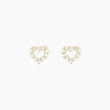 Boucles D'oreilles Puces Dorcas Coeur Ajoure Or Jaune Oxyde De Zirconium