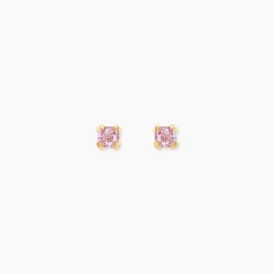 Boucles D'oreilles Puces Doreen Carre Or Jaune Oxyde De Zirconium