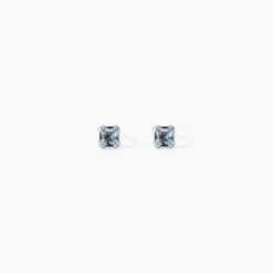 Boucles D'oreilles Puces Doreen Carre Or Blanc Oxyde De Zirconium
