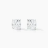 Boucles D'oreilles Puces Doreen Carre Or Blanc Oxyde De Zirconium