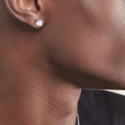 Boucles D'oreilles Puces Doreen Carre Or Blanc Oxyde De Zirconium