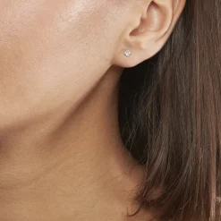 Boucles D'oreilles Puces Doreen Carre Or Rose Oxyde De Zirconium