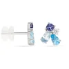Boucles D'oreilles Puces Doryne Or Blanc Topaze Et Oxyde De Zirconium