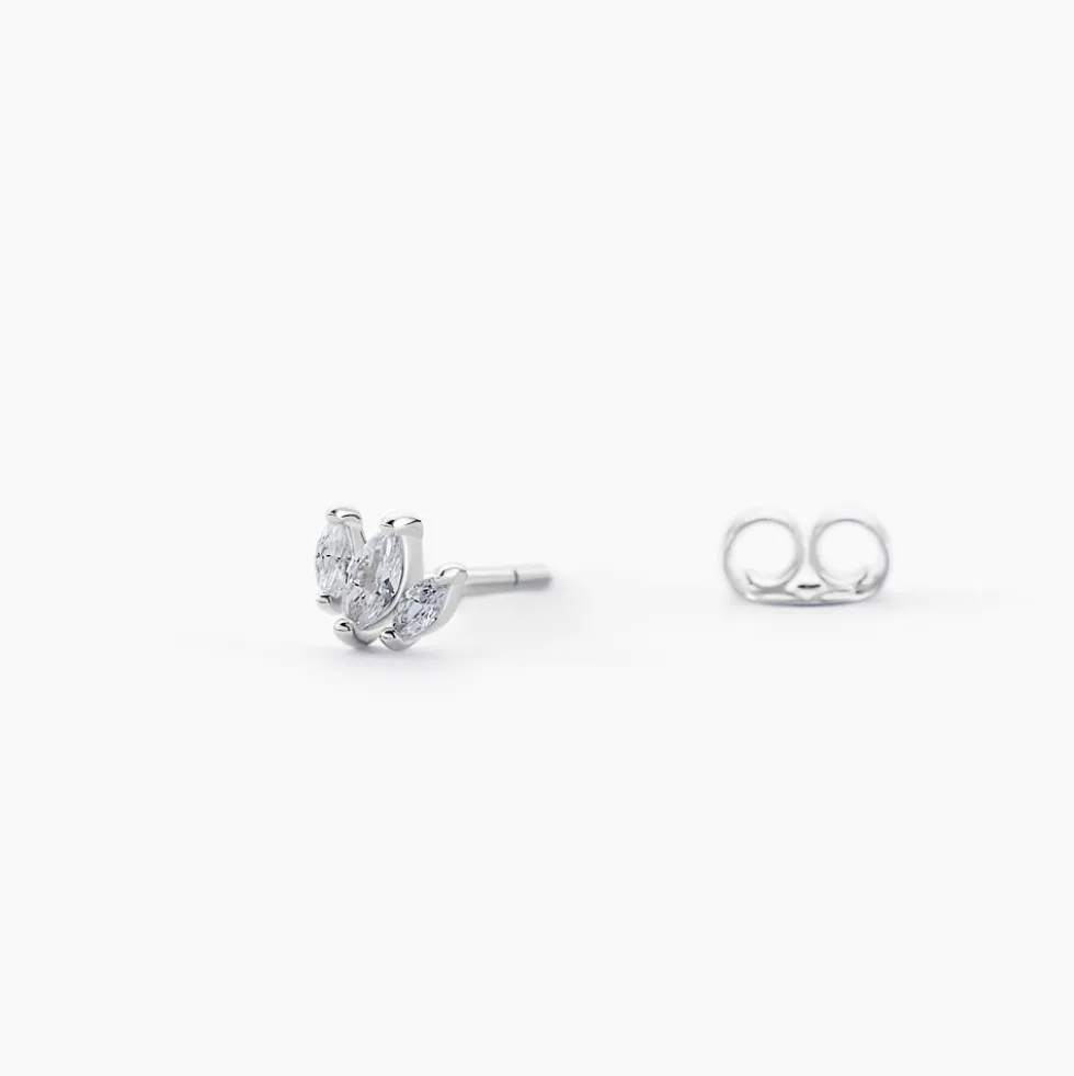 Boucles D'oreilles Puces Eclat D'Aurore Argent Blanc Oxy
