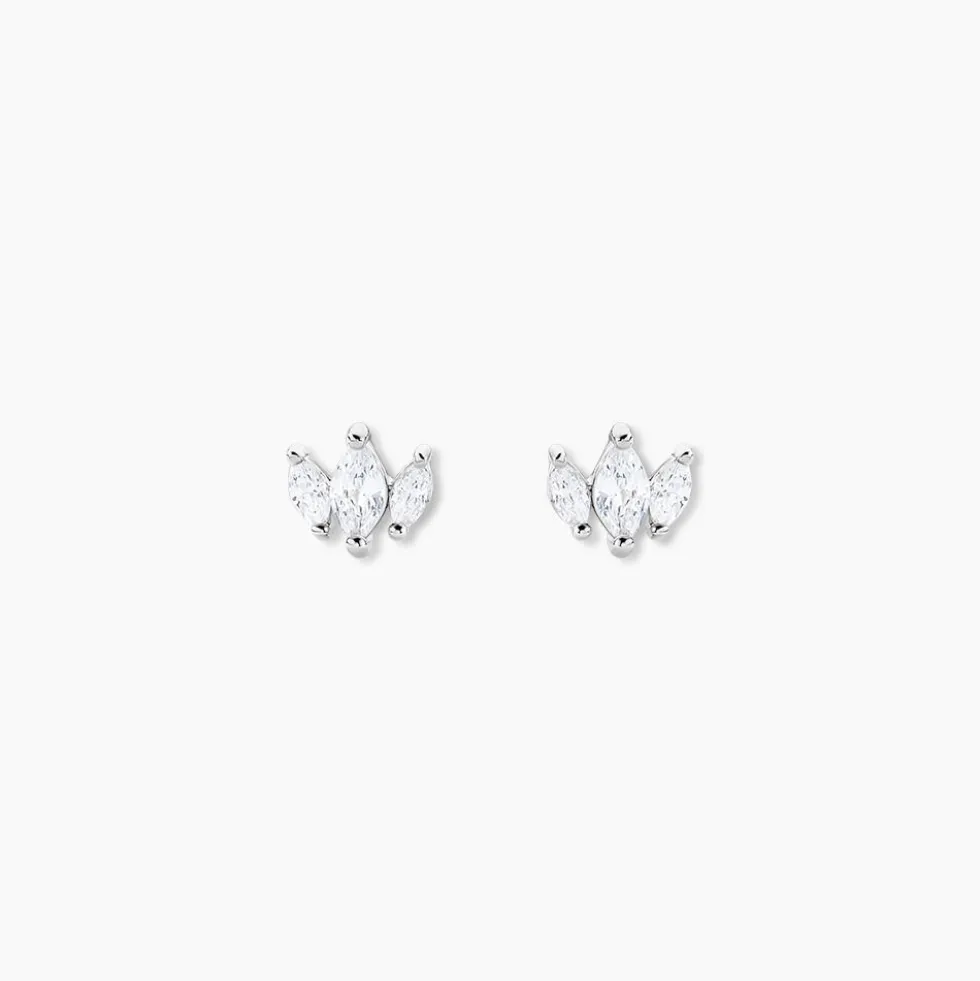 Boucles D'oreilles Puces Eclat D'Aurore Argent Blanc Oxy