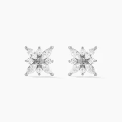 Boucles D'oreilles Puces Eclat Argent Blanc Oxyde De Zirconium