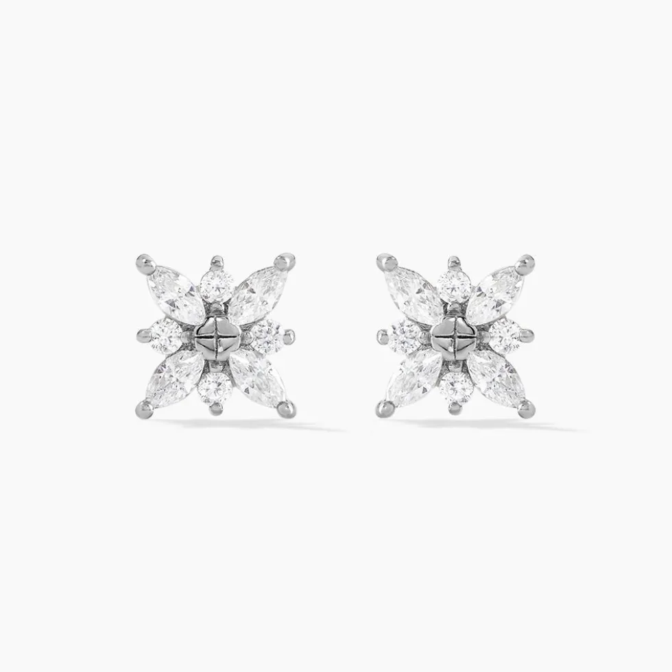 Boucles D'oreilles Puces Eclat Argent Blanc Oxyde De Zirconium