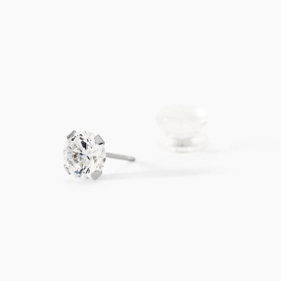 Boucles D'oreilles Puces Eddie Or Blanc Oxyde De Zirconium