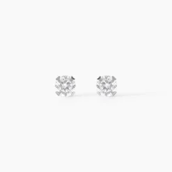 Boucles D'oreilles Puces Eddie Or Blanc Oxyde De Zirconium