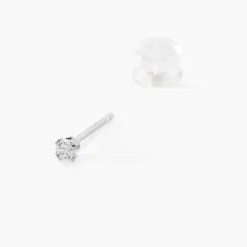 Boucles D'oreilles Puces Eddie Or Blanc Oxyde De Zirconium