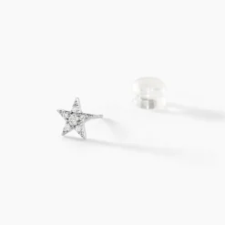 Boucles D'oreilles Puces Eden Or Blanc Oxyde De Zirconium