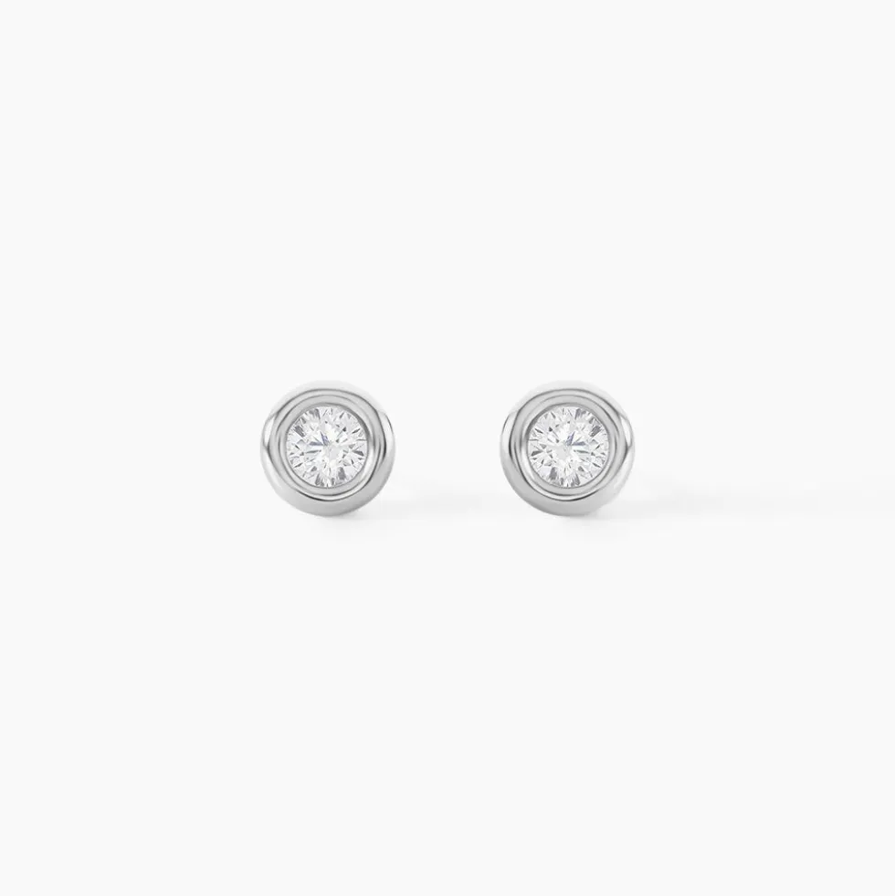 Boucles D'oreilles Puces Eden Serti Pneu Or Blanc Oxyde De Zirconium