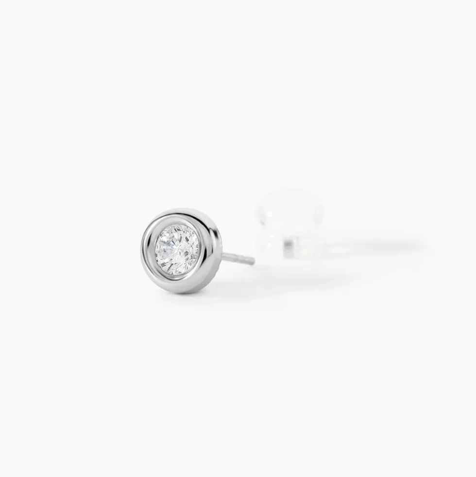 Boucles D'oreilles Puces Eden Serti Pneu Or Blanc Oxyde De Zirconium