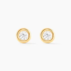 Boucles D'oreilles Puces Eden Serti Pneu Or Jaune Oxyde De Zirconium