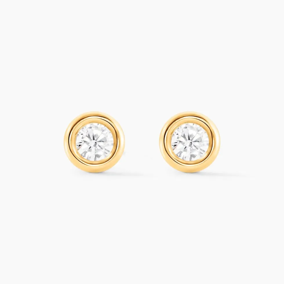 Boucles D'oreilles Puces Eden Serti Pneu Or Jaune Oxyde De Zirconium
