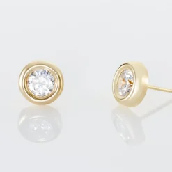 Boucles D'oreilles Puces Eden Serti Pneu Or Jaune Oxyde De Zirconium