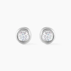 Boucles D'oreilles Puces Eden Serti Pneu Or Blanc Oxyde De Zirconium