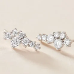 Boucles D'oreilles Puces Eden Argent Blanc Oxyde De Zirconium