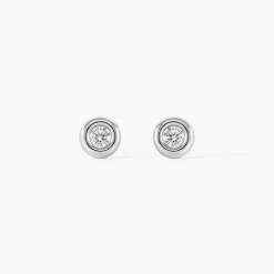 Boucles D'oreilles Puces Eden Serti Pneu Or Blanc Oxyde De Zirconium