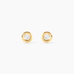 Boucles D'oreilles Puces Eden Serti Pneu Or Jaune Oxyde De Zirconium