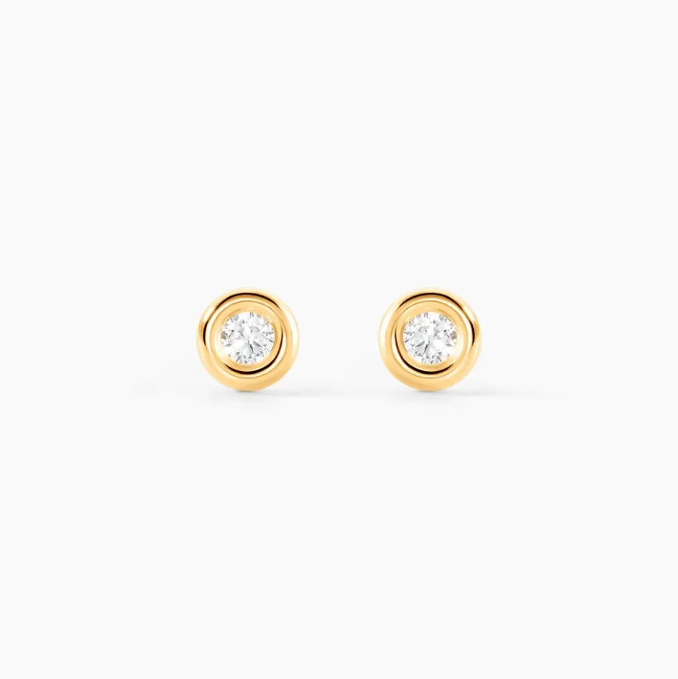 Boucles D'oreilles Puces Eden Serti Pneu Or Jaune Oxyde De Zirconium