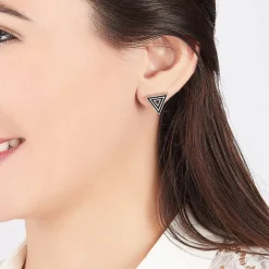 Boucles D'oreilles Puces Edith Acier Blanc
