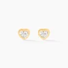 Boucles D'oreilles Puces Edme Cœur Or Jaune Strass