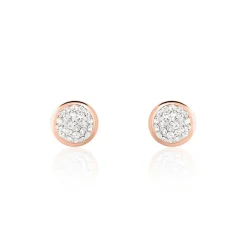 Boucles D'oreilles Puces Edmee Cercle 0 Or Rose Strass