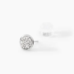 Boucles D'oreilles Puces Edmee Or Blanc Strass